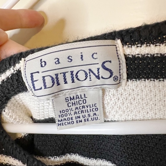 ⭐️ Basic Editions Knitted Striped Top in Ivory / Cream and Black - Picture 3 of 5